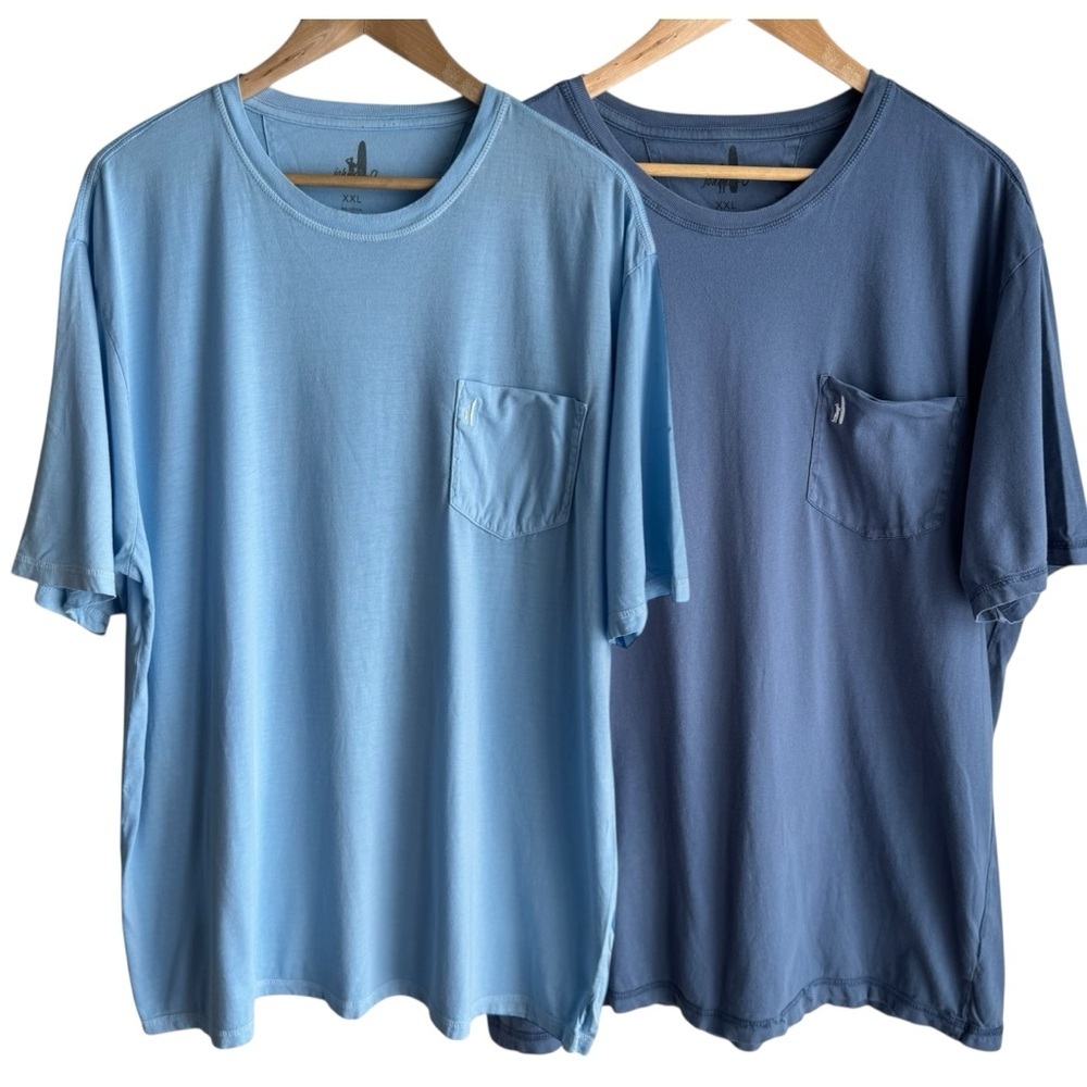 Johnnie-O T-shirts Lot of 2 Mens XXL Blue Modal Cotton Beachy Coastal Basic Surf